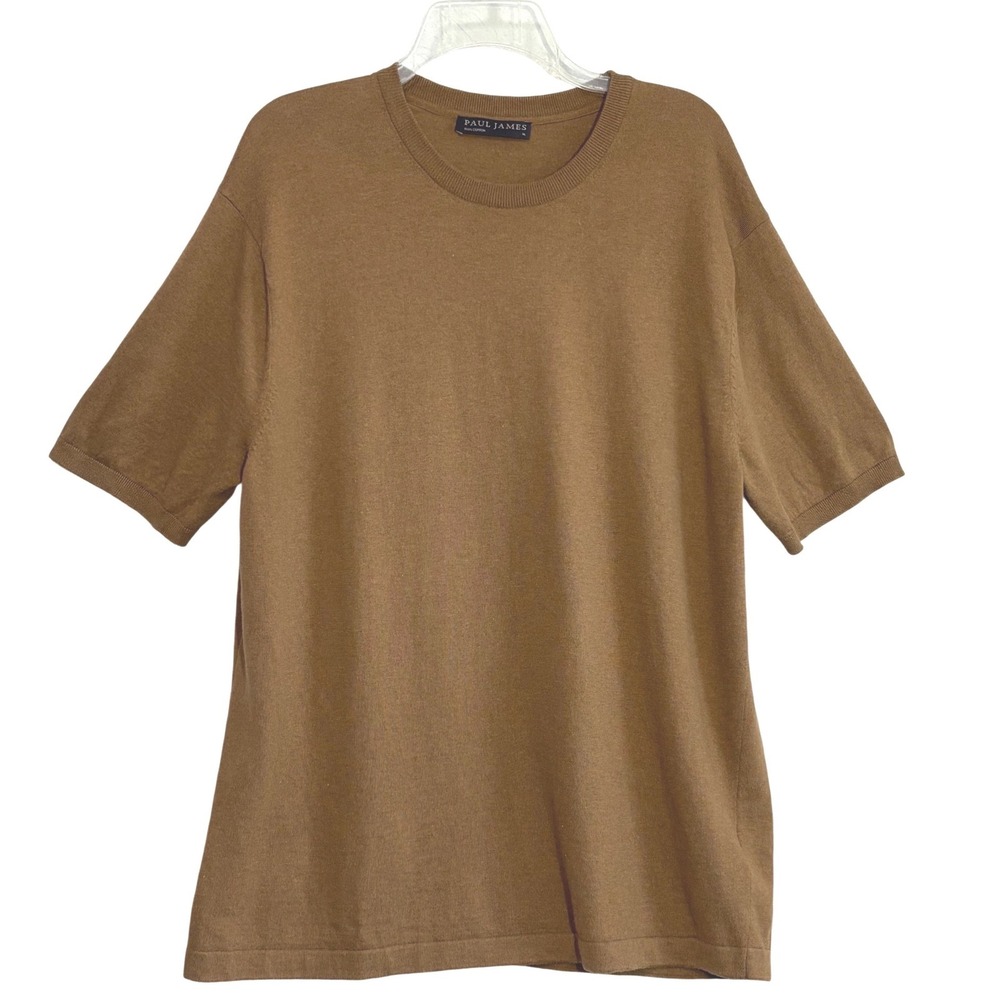 Paul James Mens XL 100% Cotton Short Sleeve Knit Crew‎ Neck Sweater Top